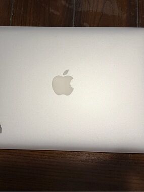 Apple Silver MacBook Top-View with Apple Logo